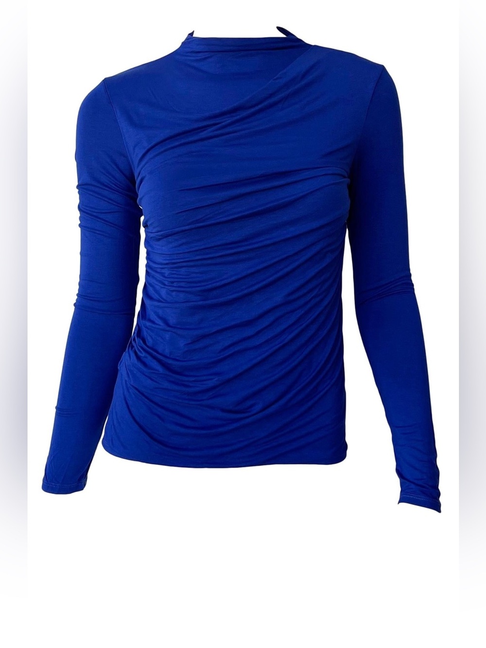 Revolve Enza Costa Royal Blue Jersey Twist Minimalist Draped Fitted Top.